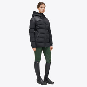 Cavalleria Toscana Women's Long Hooded Nylon Puffer Jacket w/ Belt