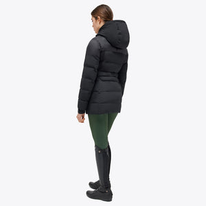 Cavalleria Toscana Women's Long Hooded Nylon Puffer Jacket w/ Belt