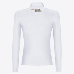 Cavalleria Toscana Girl's Competition Shirt in Technical Jersey with Zip L/S White