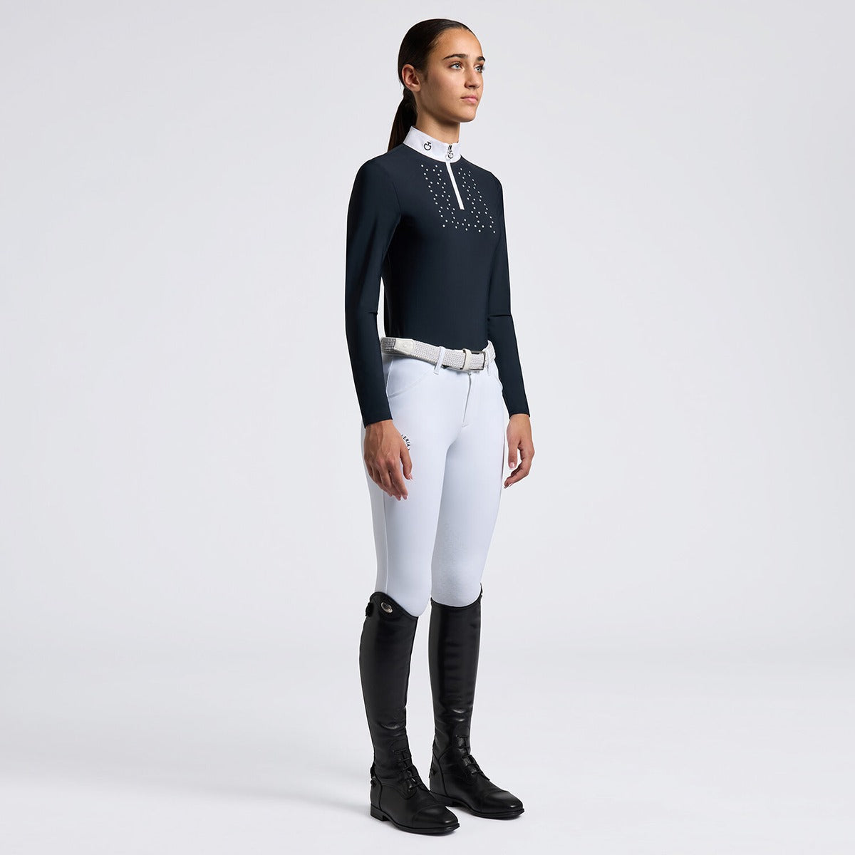 Cavalleria Toscana Girls' Long-Sleeve Zip Competition Shirt