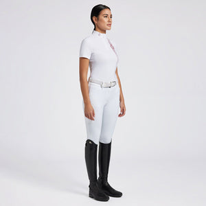 Cavalleria Toscana Women's Competition Shirt in Technical Jersey with Zip S/S White