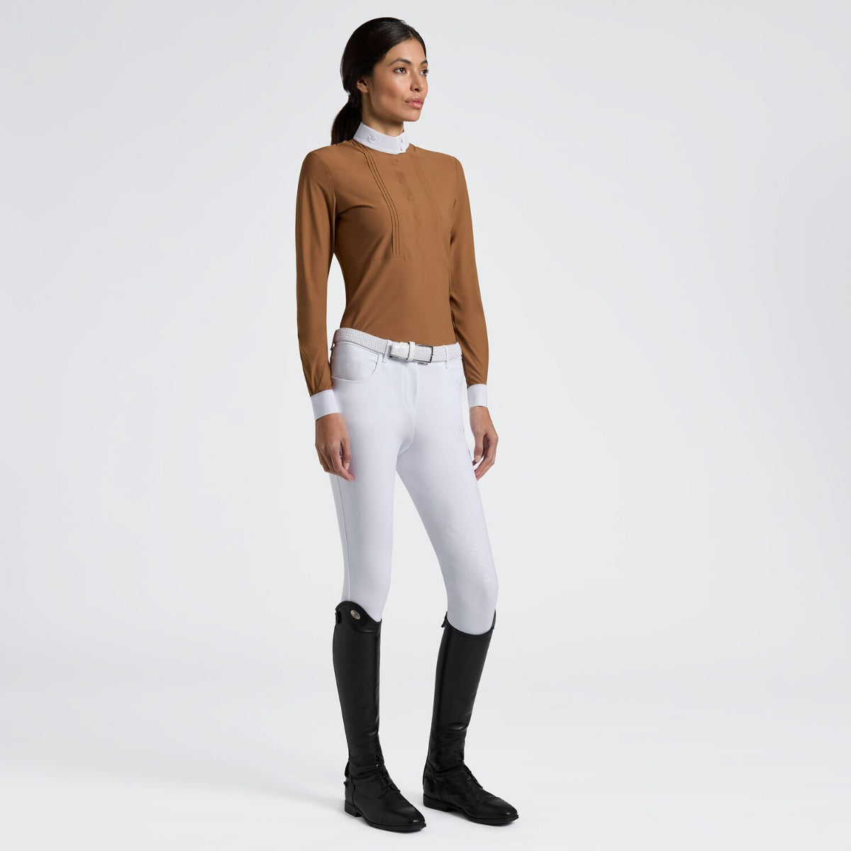 Cavalleria Toscana Women's L/S Bib Competition Shirt with Heat-Sealed Details