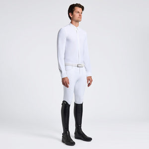 Cavalleria Toscana Men's Competition Shirt in Technical Jersey with Buttons L/S White