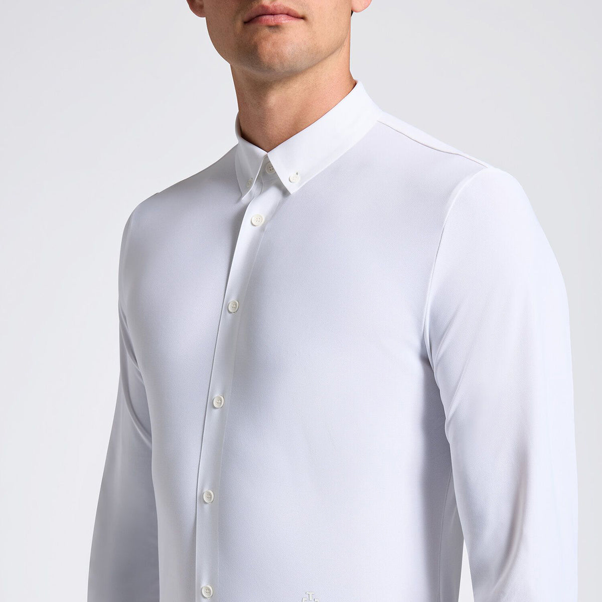 Cavalleria Toscana Men's Competition Shirt in Technical Jersey with Buttons L/S White