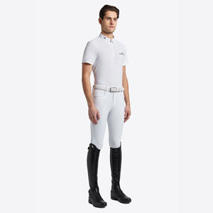 Cavalleria Toscana Men's Competition Shirt in Technical Jersey with Zip S/S White