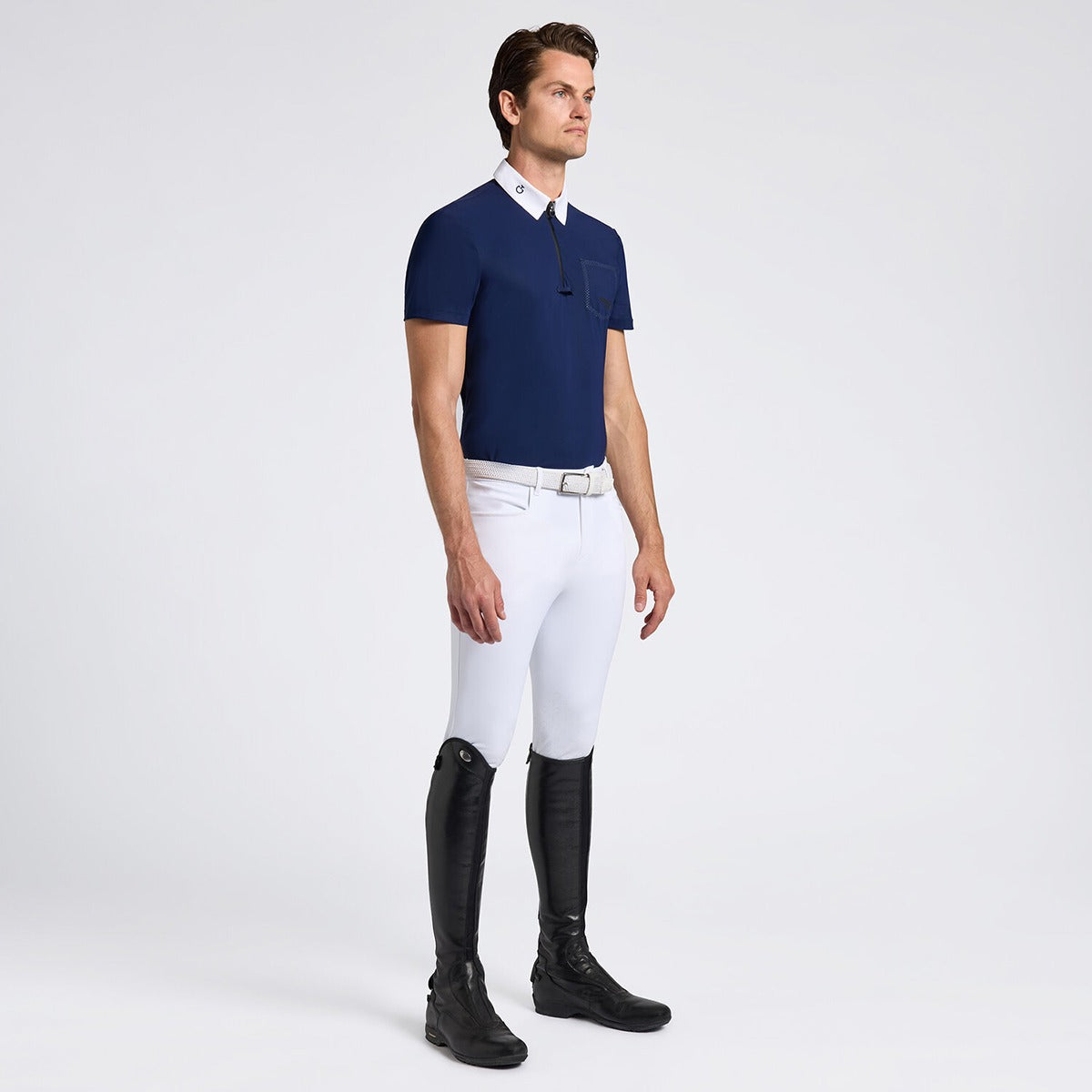 Cavalleria Toscana Men's Competition Shirt with Perforated Pocket S/S