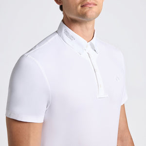 Cavalleria Toscana Men's Jersey S/S Competition Shirt w/3D Logo-White