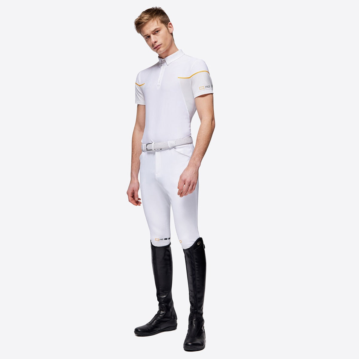 RG Men's Jersey S/S Button Competition Polo-White