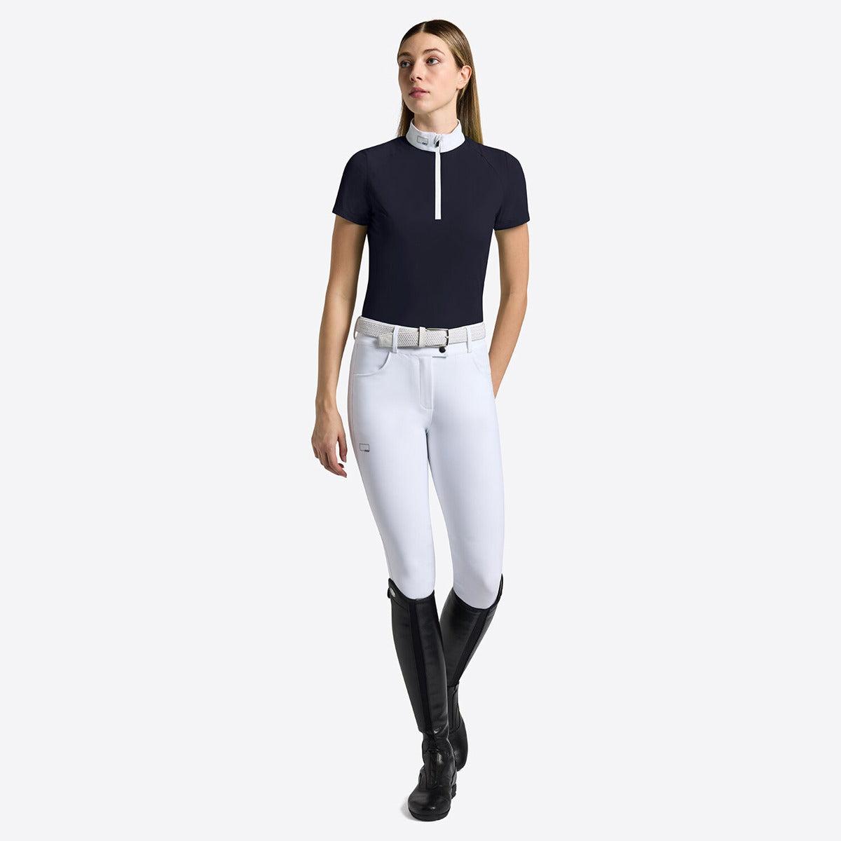 RG Women's Micro-Perforated Jersey Inserts Zip Shirt S/S