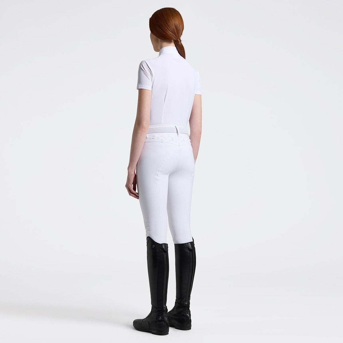 Cavalleria Toscana Women's Competition Shirt in Technical Jersey with Zip-White