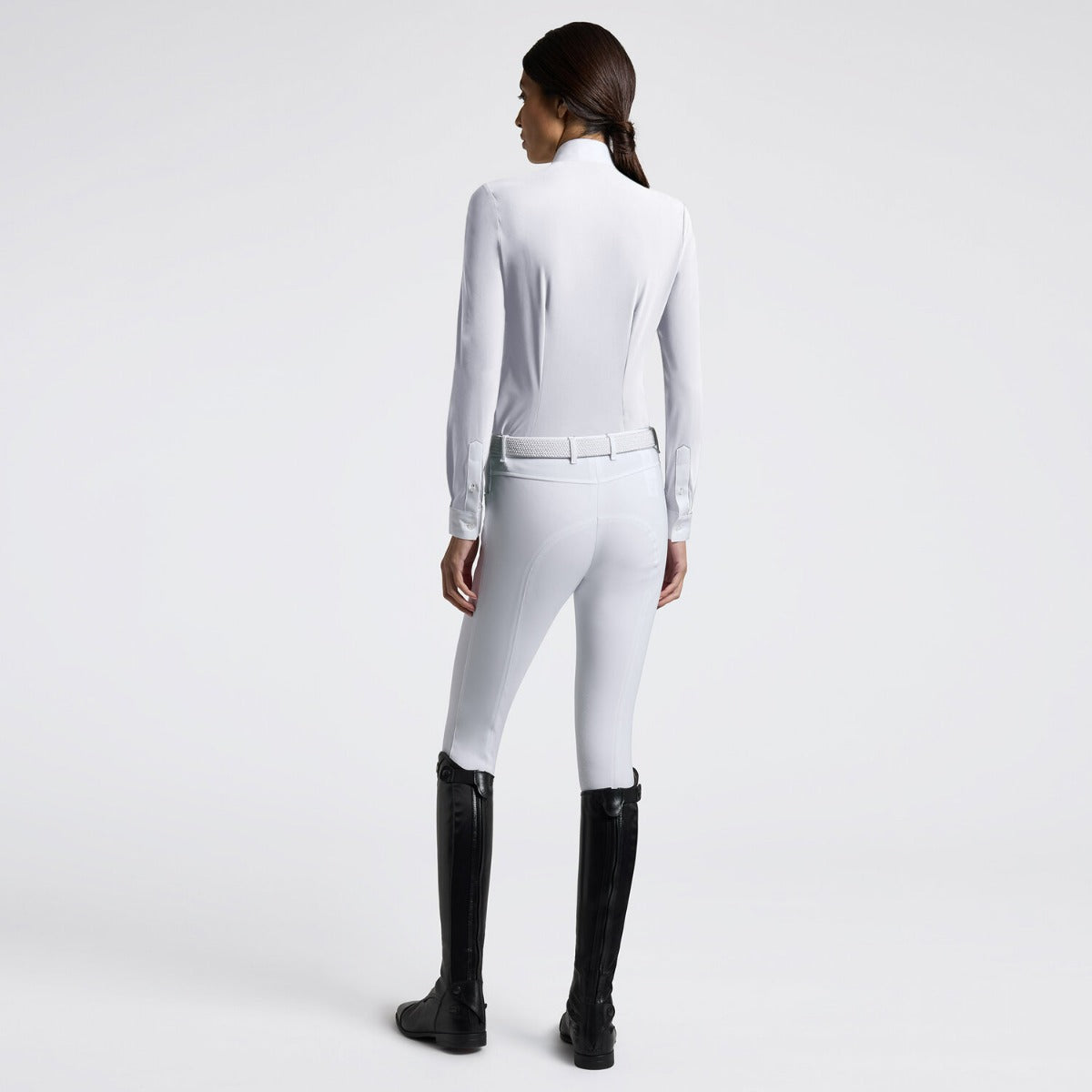 Cavalleria Toscana Women's L/S Competition Shirt with Pleated Insert-White
