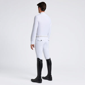 Cavalleria Toscana Men's Competition Shirt in Technical Jersey with Buttons L/S White