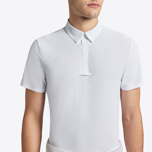Cavalleria Toscana Men's Competition Shirt in Technical Piquet with Buttons S/S WHITE/KNIT