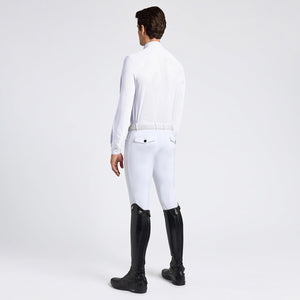 Cavalleria Toscana Men's Competition Shirt with Perforated Pocket L/S-White