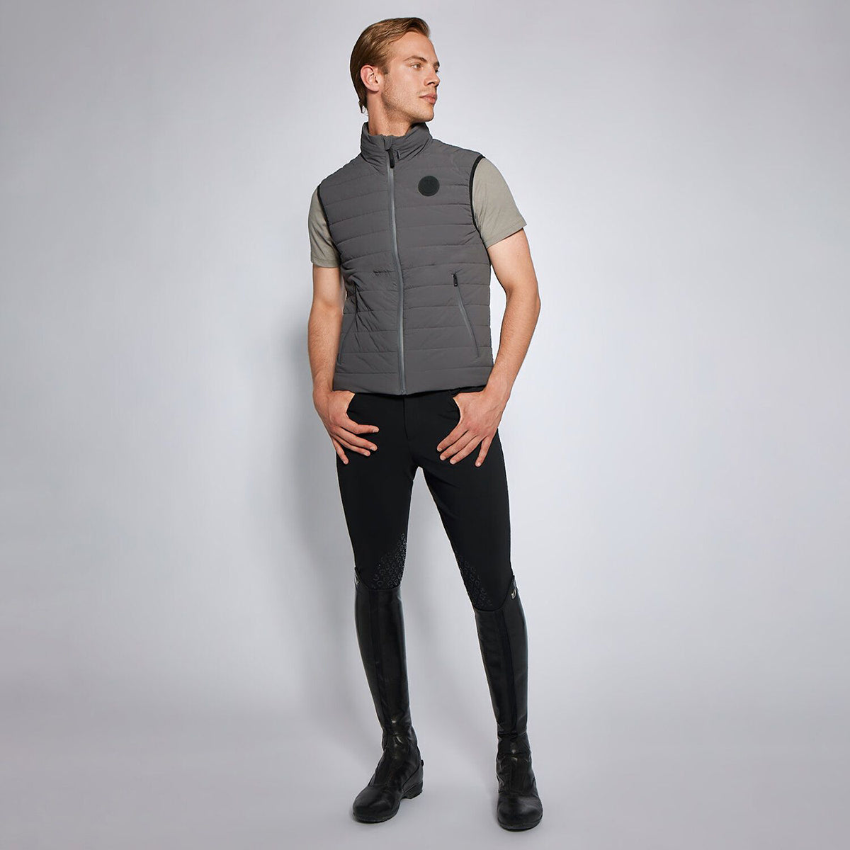 Cavalleria Toscana Men's Lightweight Puffer Vest w/ Hidden Hood
