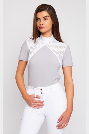 Cavalleria Toscana Women's Jersey SS Polo Perforated Insert