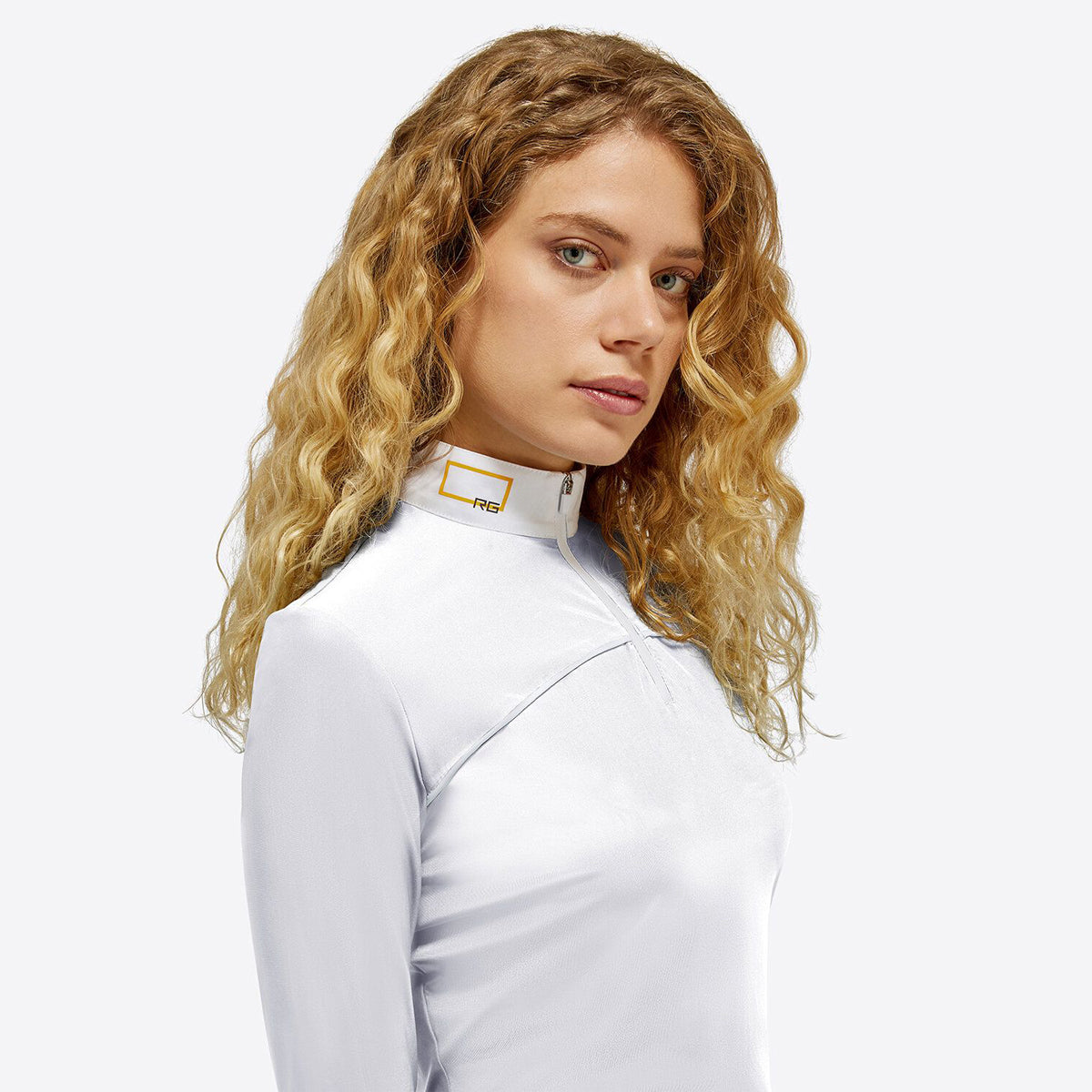 RG Women's Jersey L/S Competition Zip Polo White