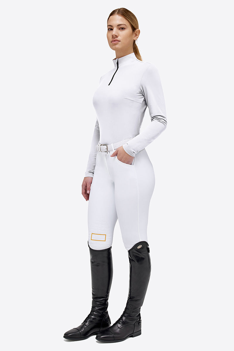 RG Women's Jersey L/S Zip Competition Polo White