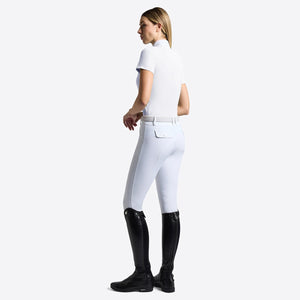 RG Women's Micro-Perforated Jersey Inserts Zip Shirt S/S-White